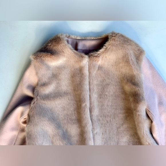 Zara Elegant Blush Pink Faux Fur Women's Coat, M - Picture 7 of 13